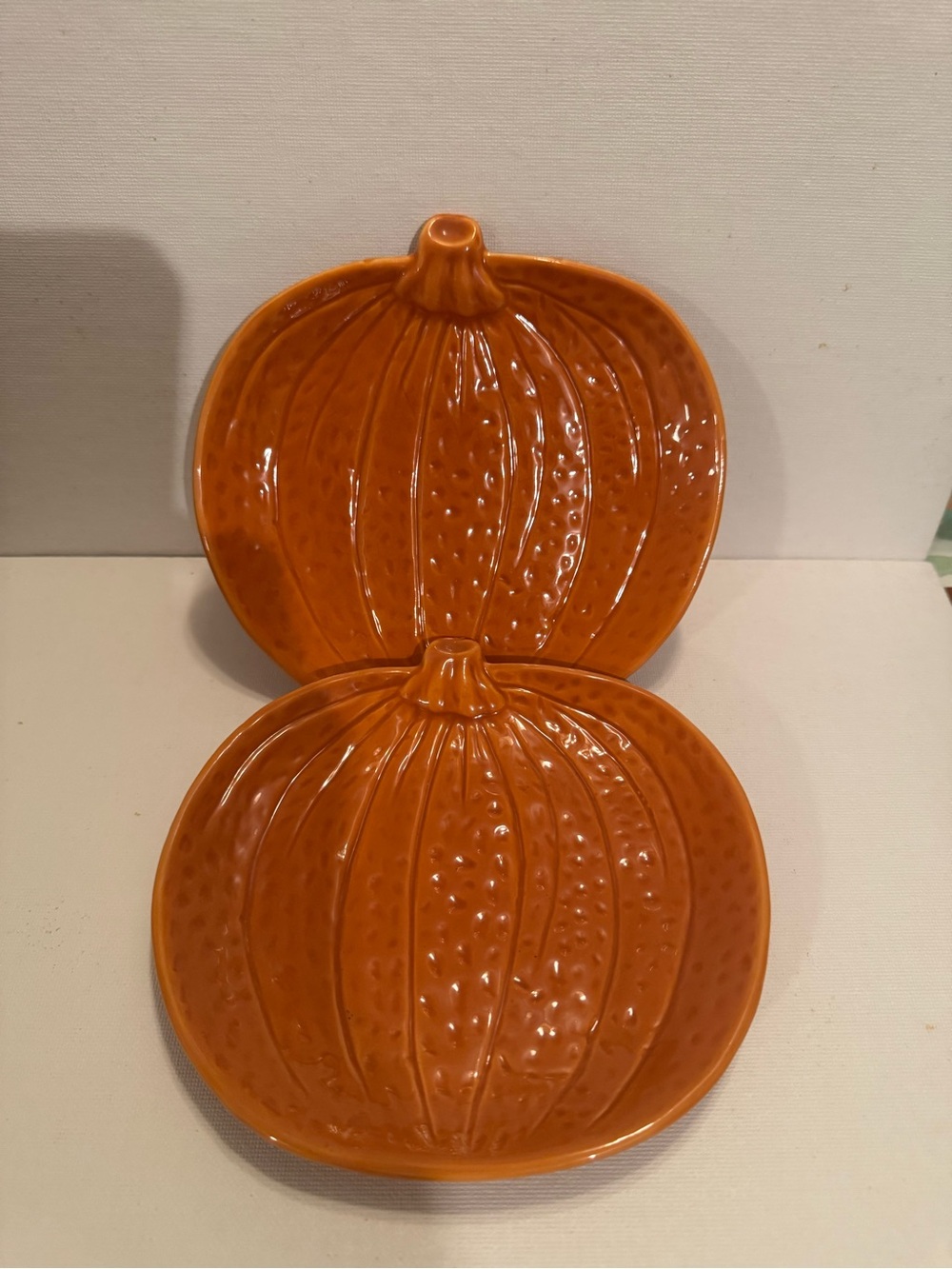 Orange Pumpkin Ceramic Double Dish